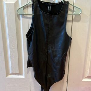 Black fuax leather top
